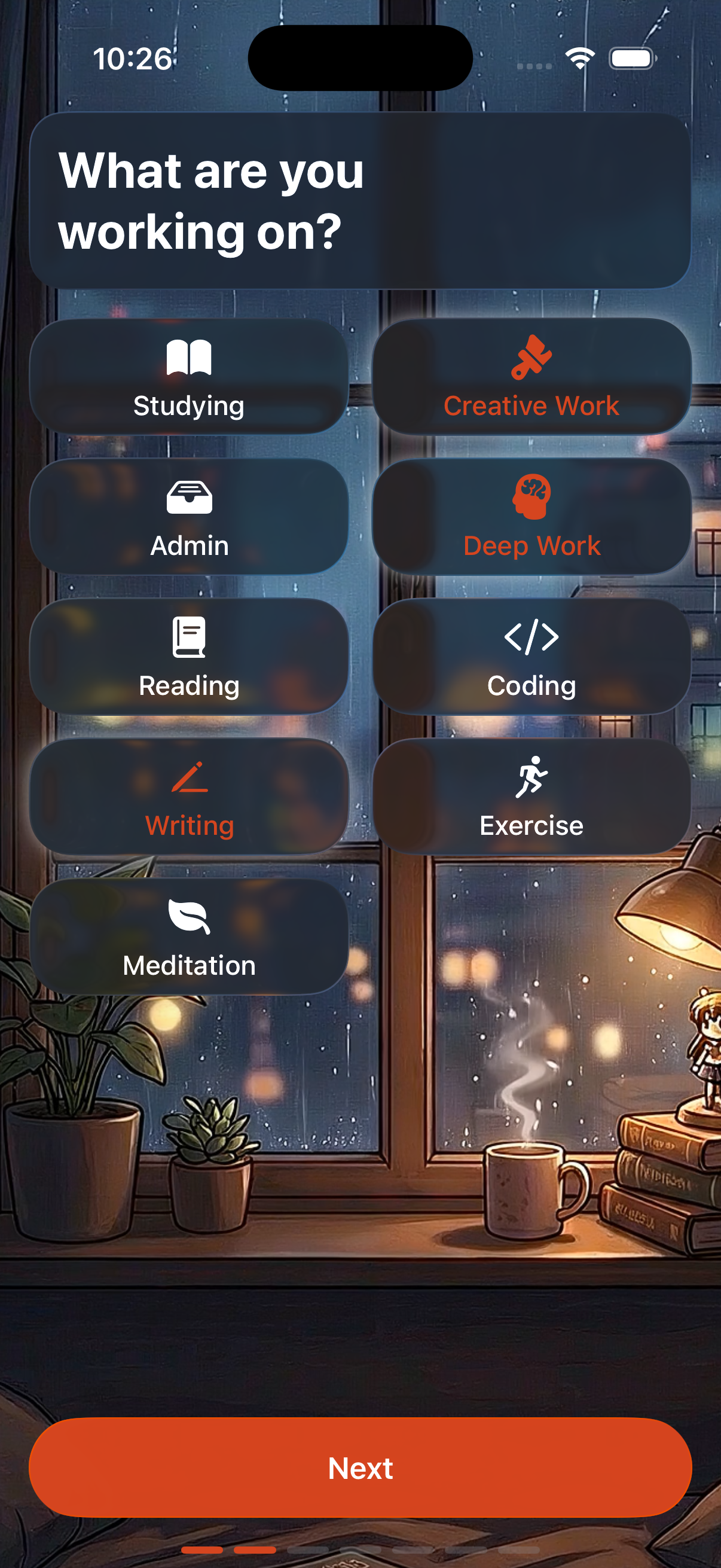 Activity picker - match music to your workflow